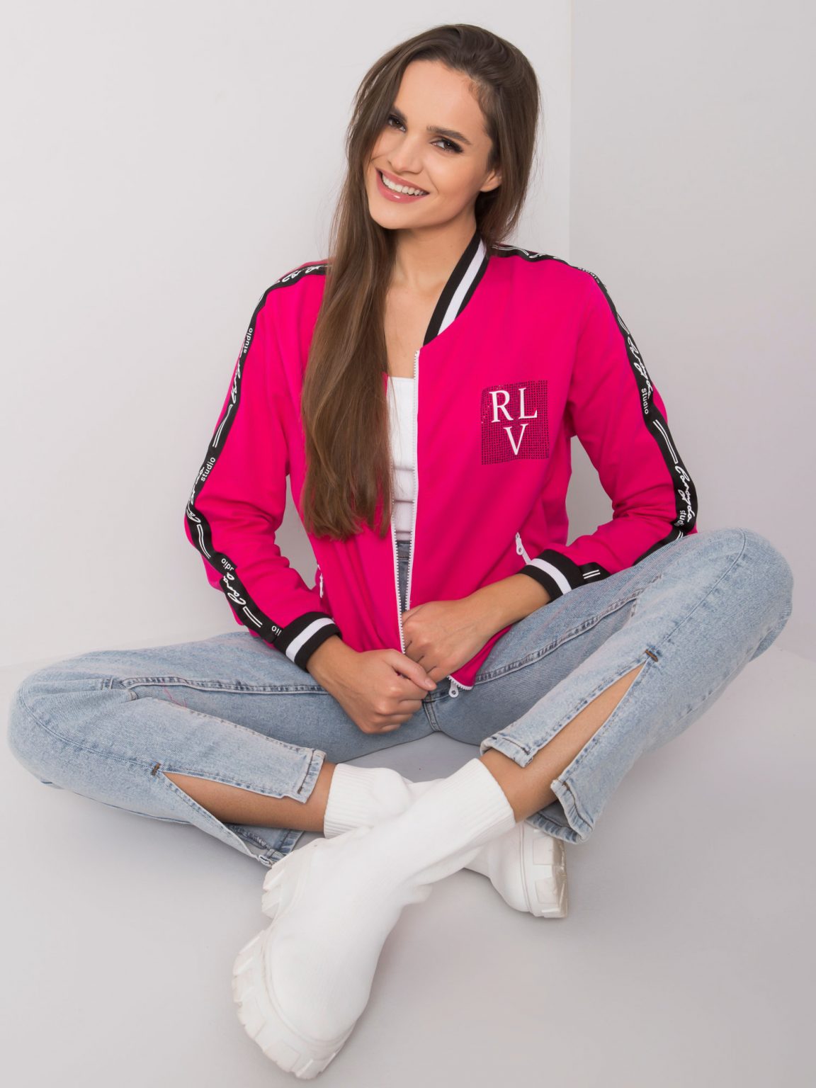 Fuksjowa bluza rozpinana Billie