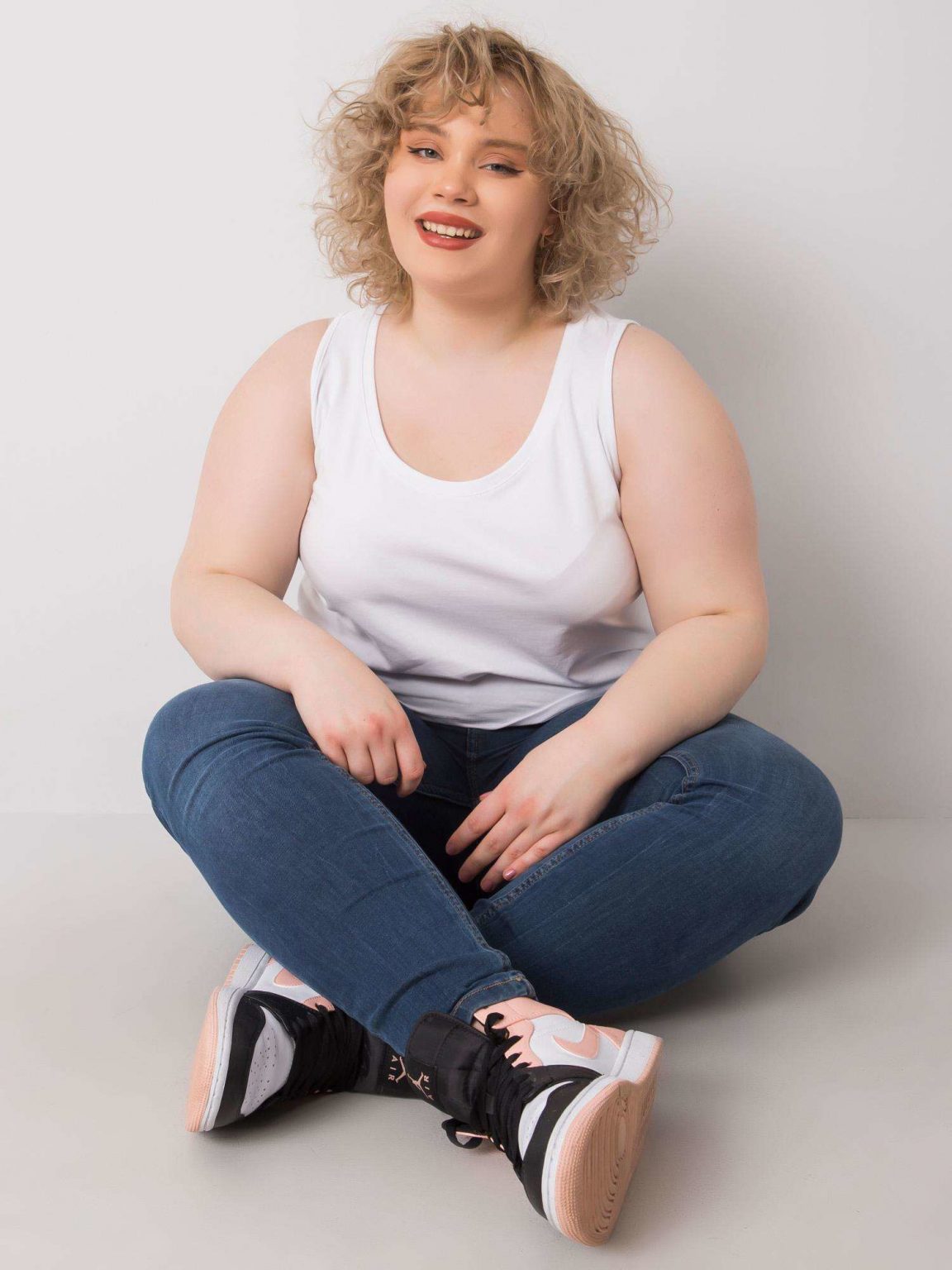 Biały długi top plus size Keyla