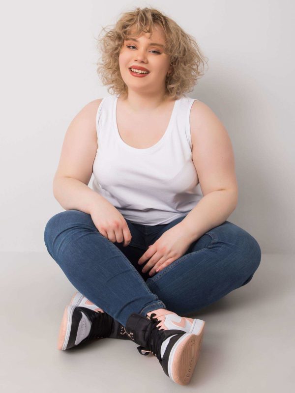 Biały długi top plus size Keyla