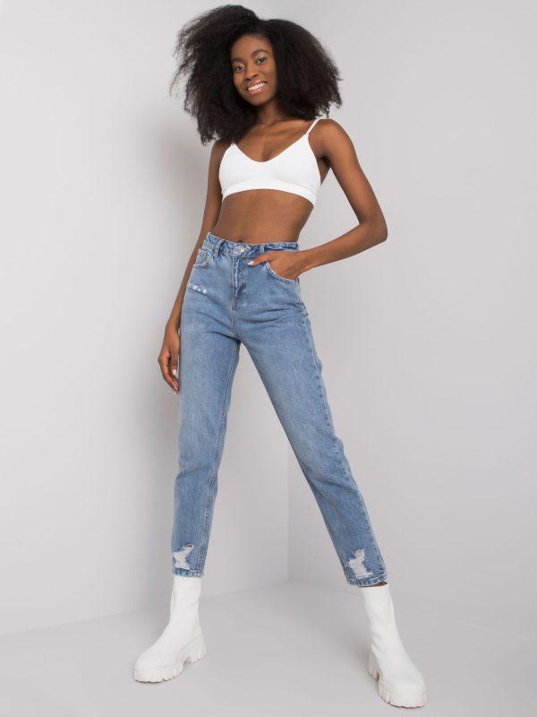 Niebieskie jeansy damskie high waist Rosalia RUE PARIS