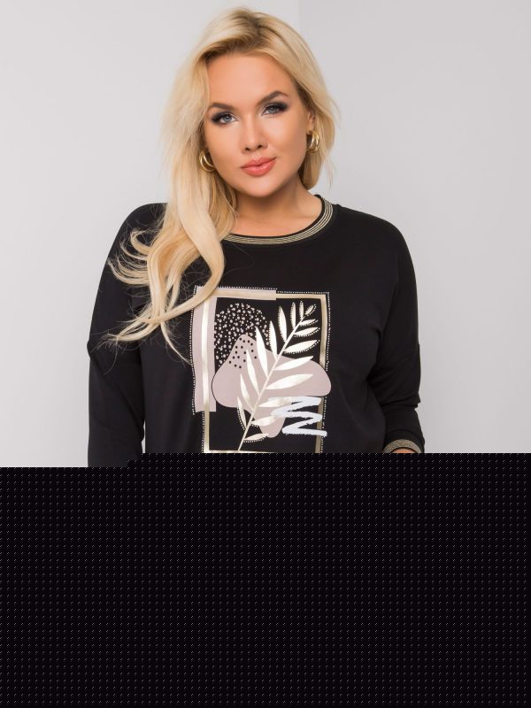 Czarna bluzka plus size z nadrukiem Avella