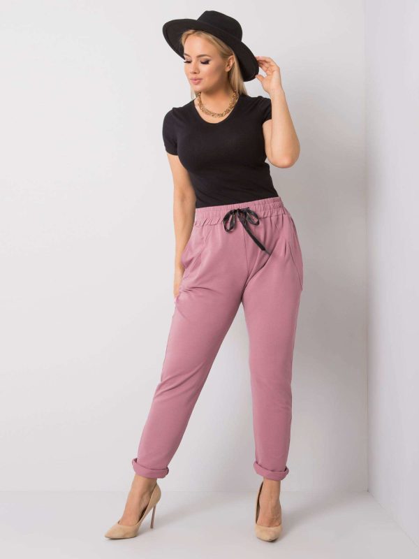Liliowe spodnie dresowe plus size Anais