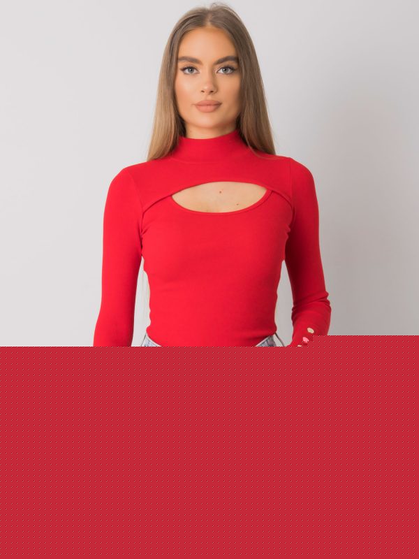 Czerwona bluzka z wycięciem Attale