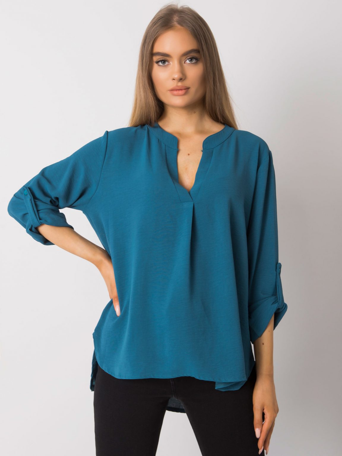 Ciemnoturkusowa bluzka oversize Portland