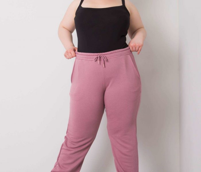 Hurtownia Brudnoróżowe bawełniane spodnie dresowe plus size Ainhoa