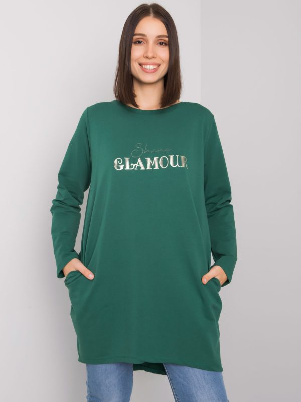 Ciemnozielona tunika plus size z kieszeniami Alexiah