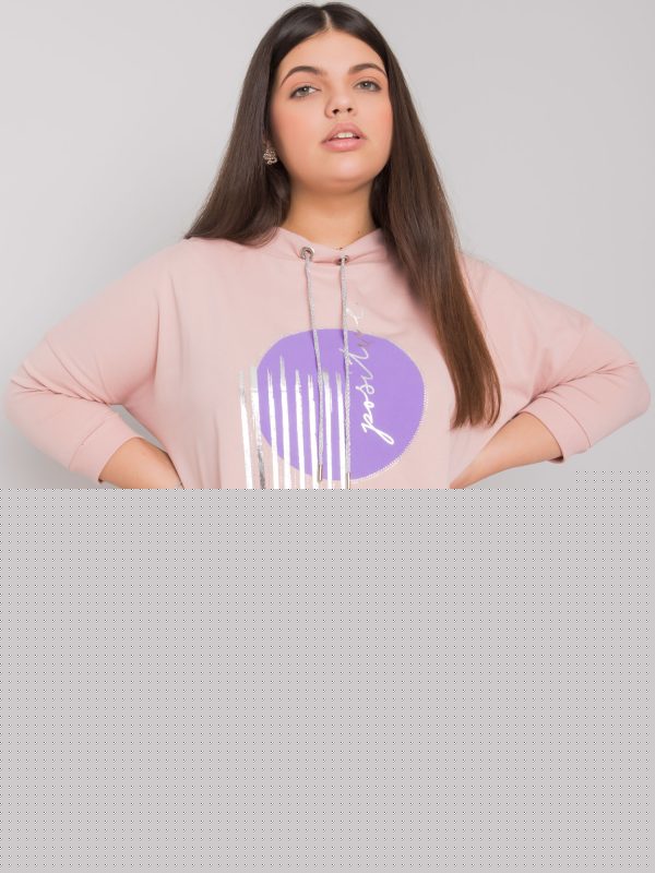 Brudnoróżowa bluzka plus size z aplikacją Bella