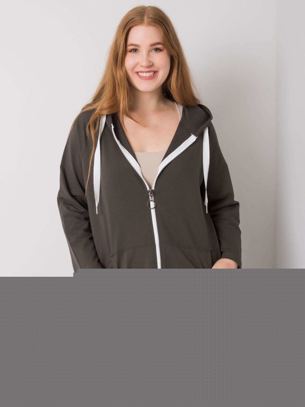 Ciemna khaki rozpinana bluza plus size Idrissa