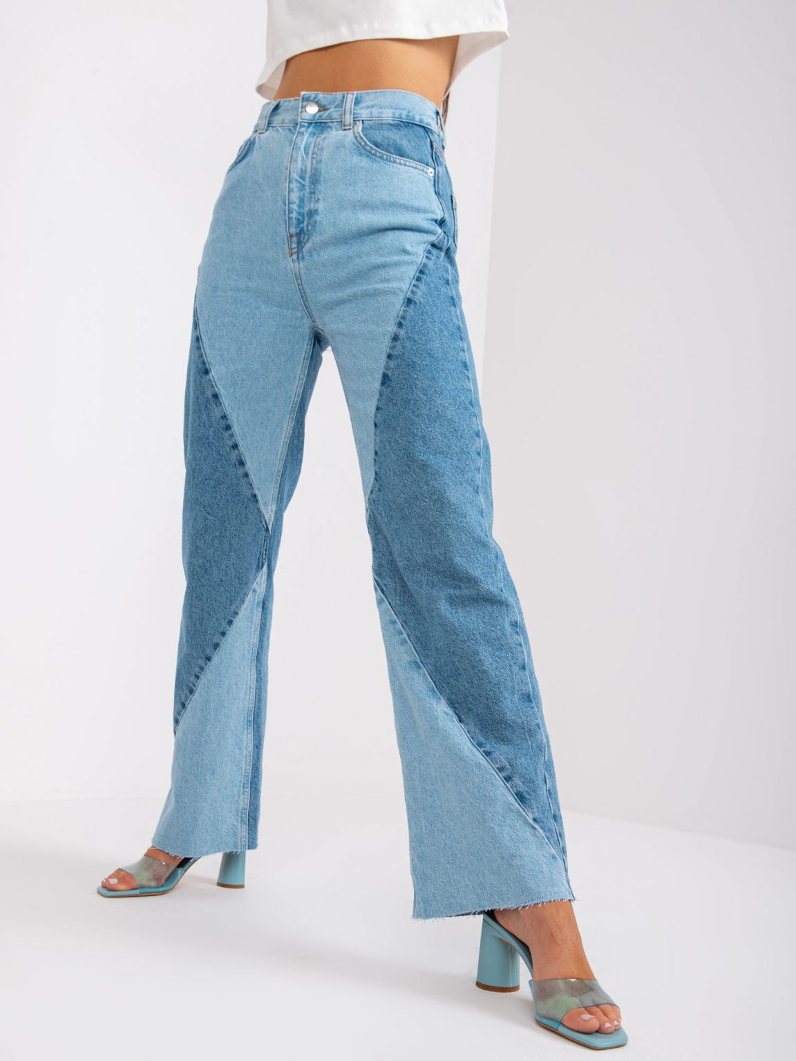 Niebieskie spodnie jeansowe wide leg RUE PARIS