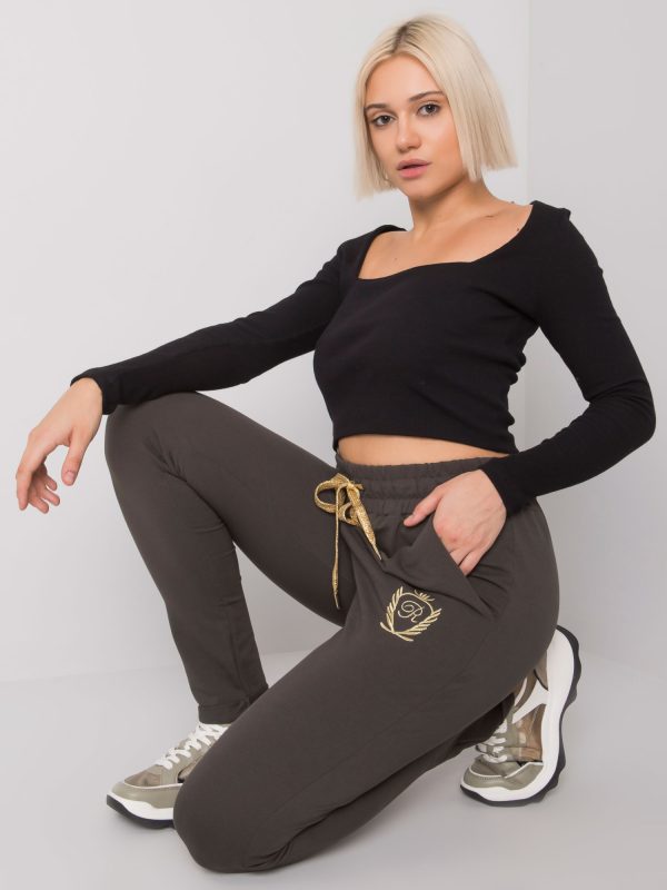 Ciemne khaki damskie spodnie dresowe Leeds