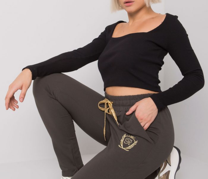 Hurtownia Ciemne khaki damskie spodnie dresowe Leeds