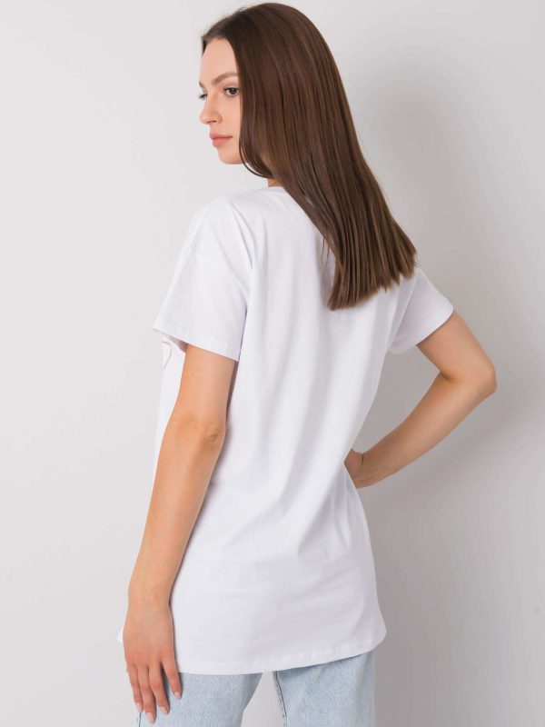 Biały t-shirt z napisem Denma