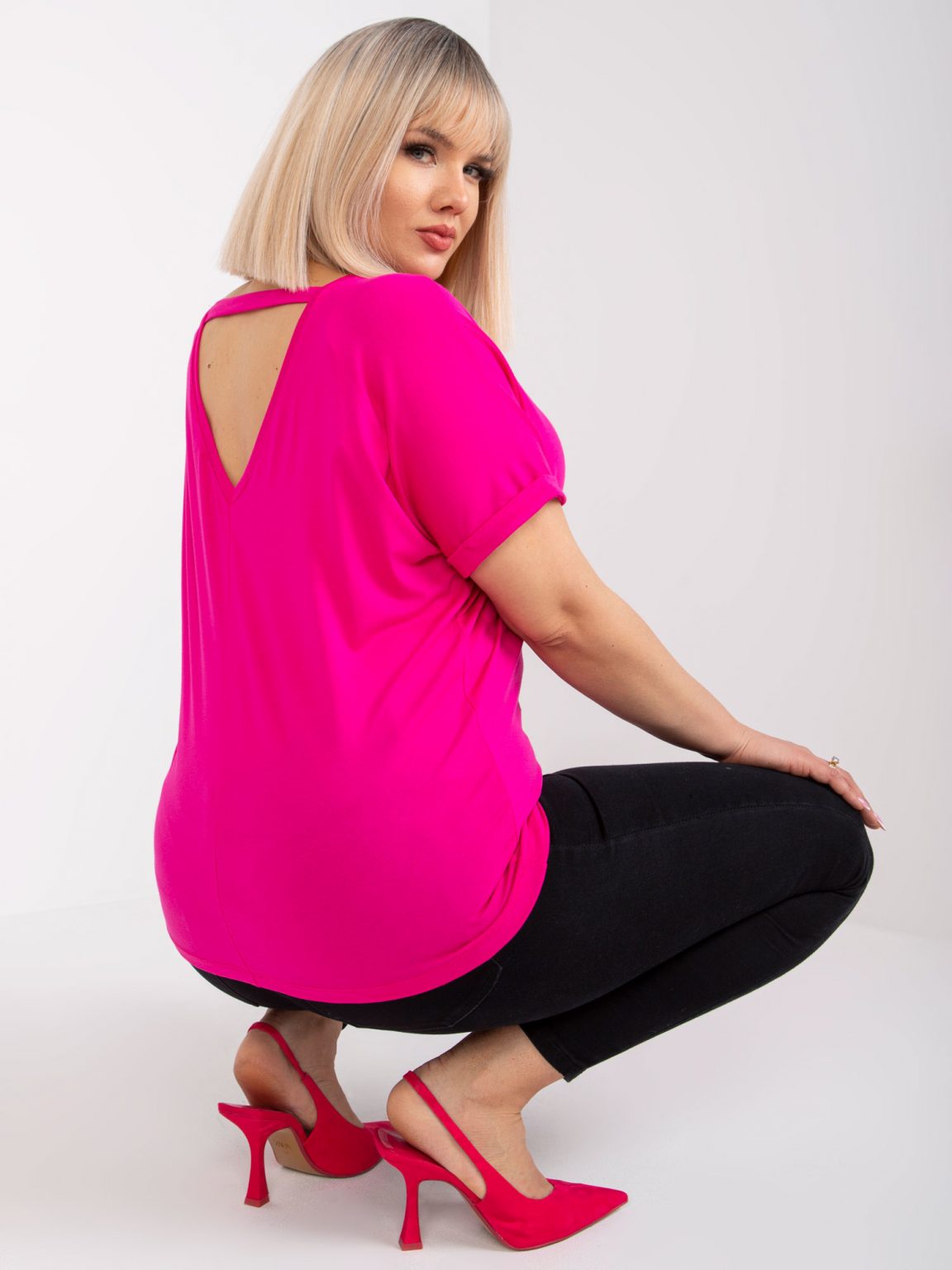 Fuksjowa bluzka plus size z wiskozy Dina