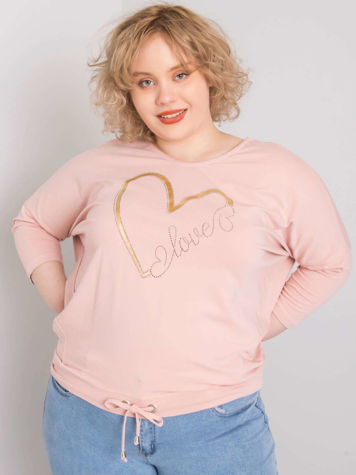 Brudnoróżowa bluzka plus size Adah