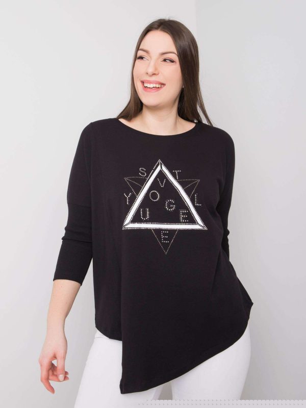 Czarna bluzka plus size z aplikacją Wendy