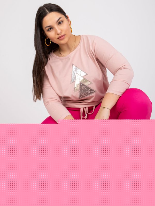 Brudnoróżowa bawełniana bluzka plus size Beate