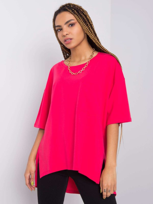 Różowy t-shirt bawełniany Noor RUE PARIS