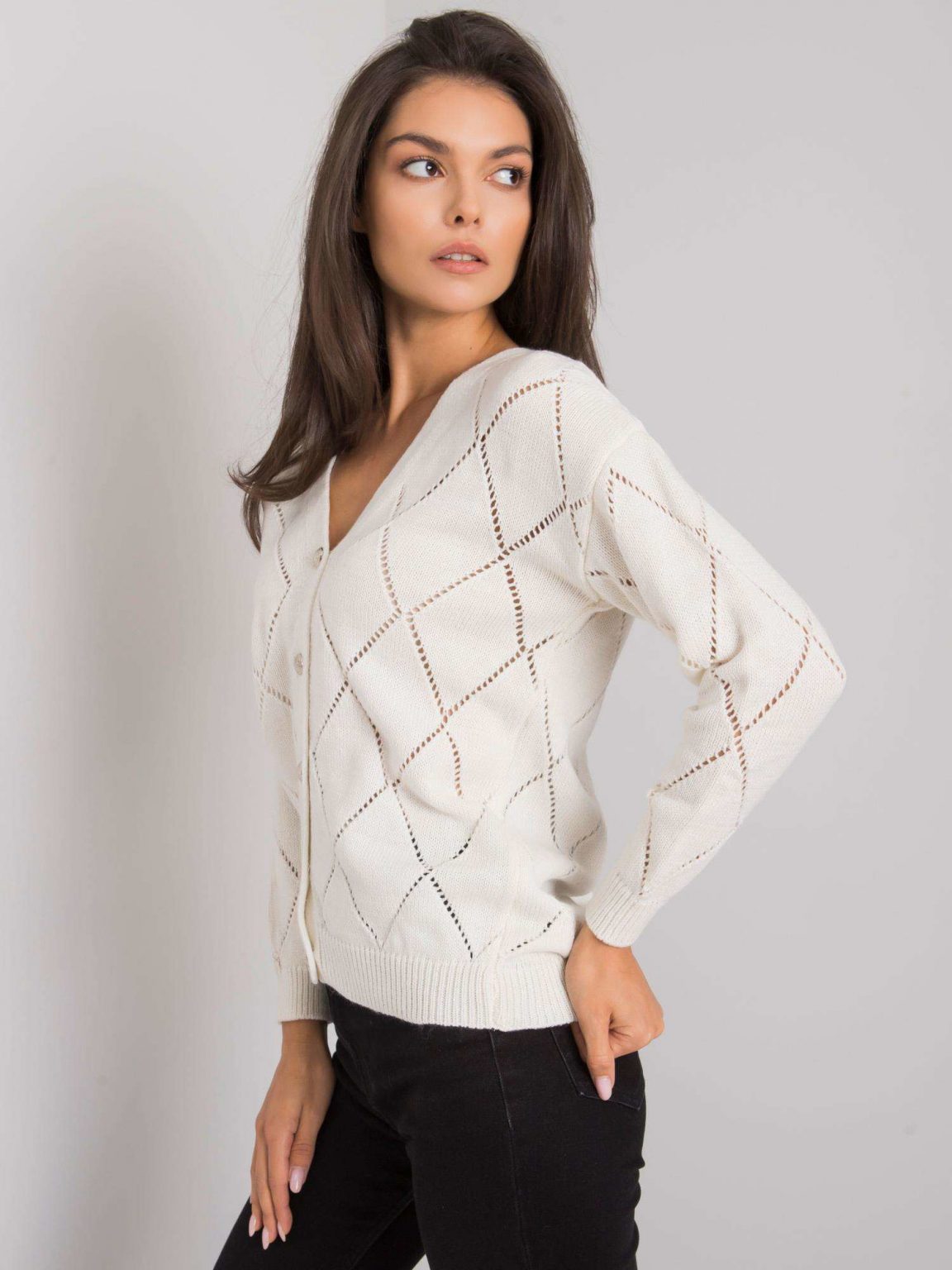 Ecru sweter rozpinany Elisabete RUE PARIS