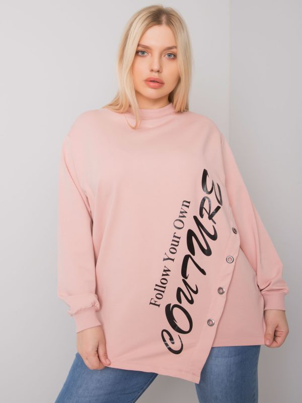 Brudnoróżowa bluzka asymetryczna plus size Elfriede