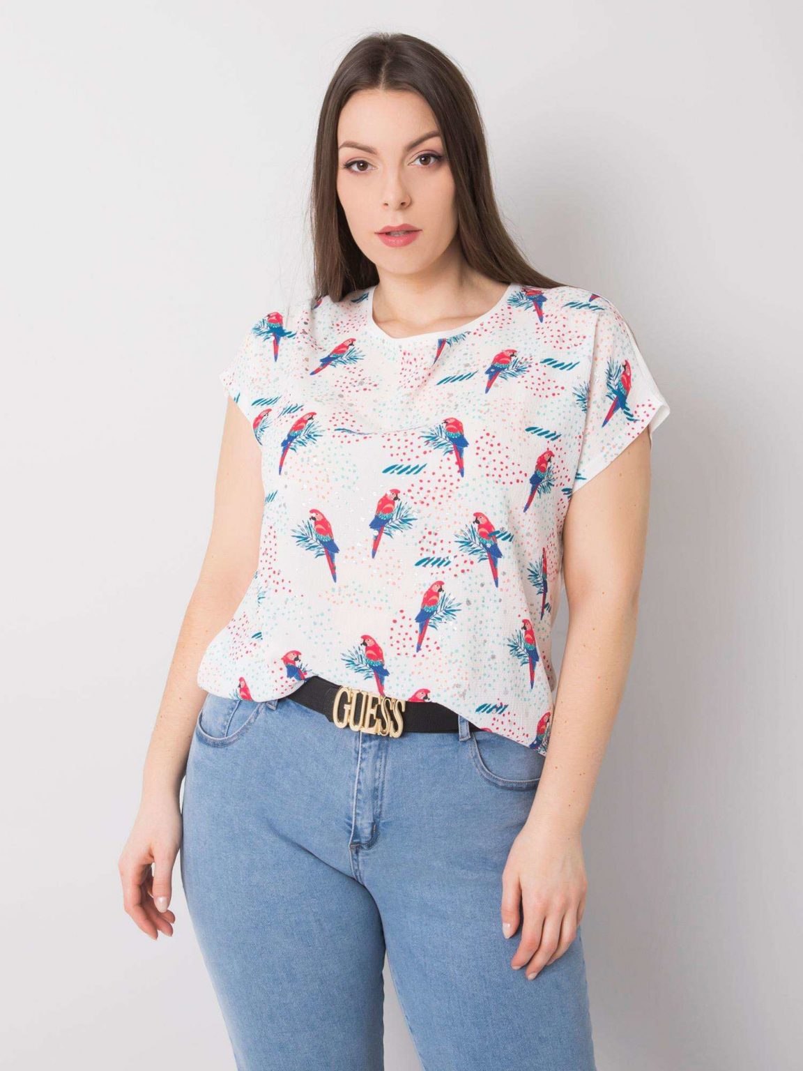 Biała bluzka plus size z nadrukiem Avenue