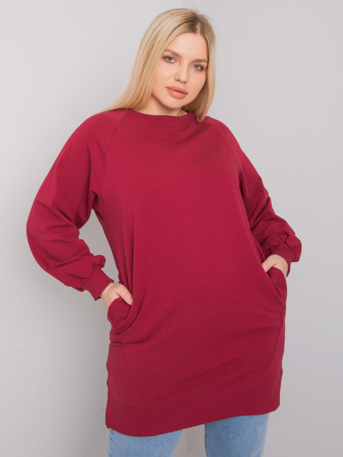 Bordowa gładka bluza plus size Toledo