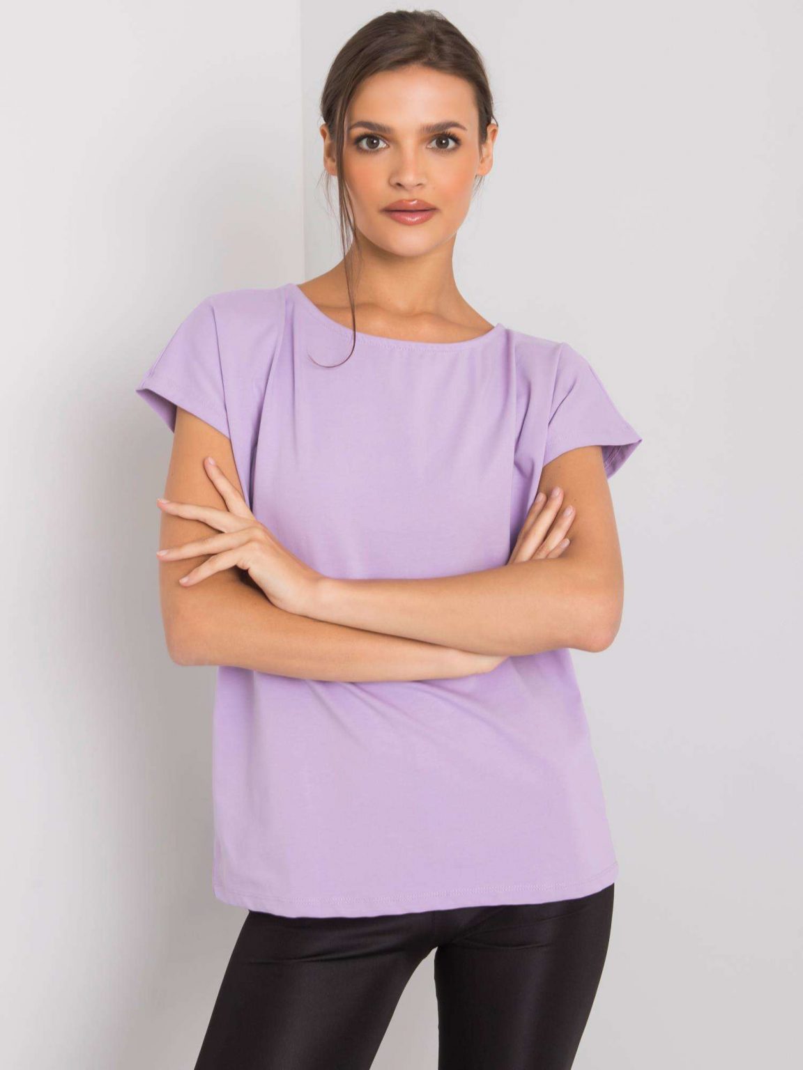 Jasnofioletowy t-shirt jednokolorowy Nadia