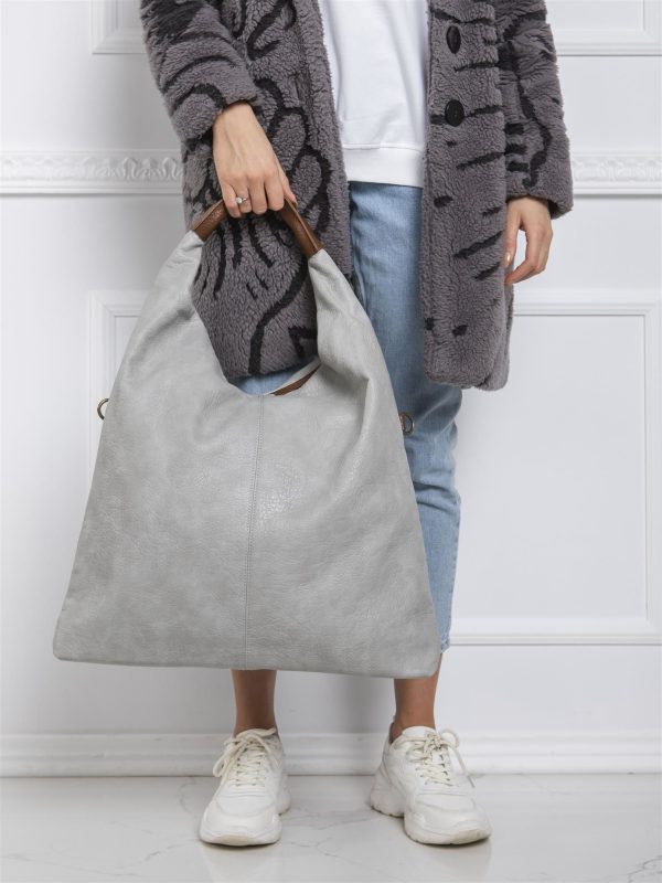 Jasnoszara duża torba damska