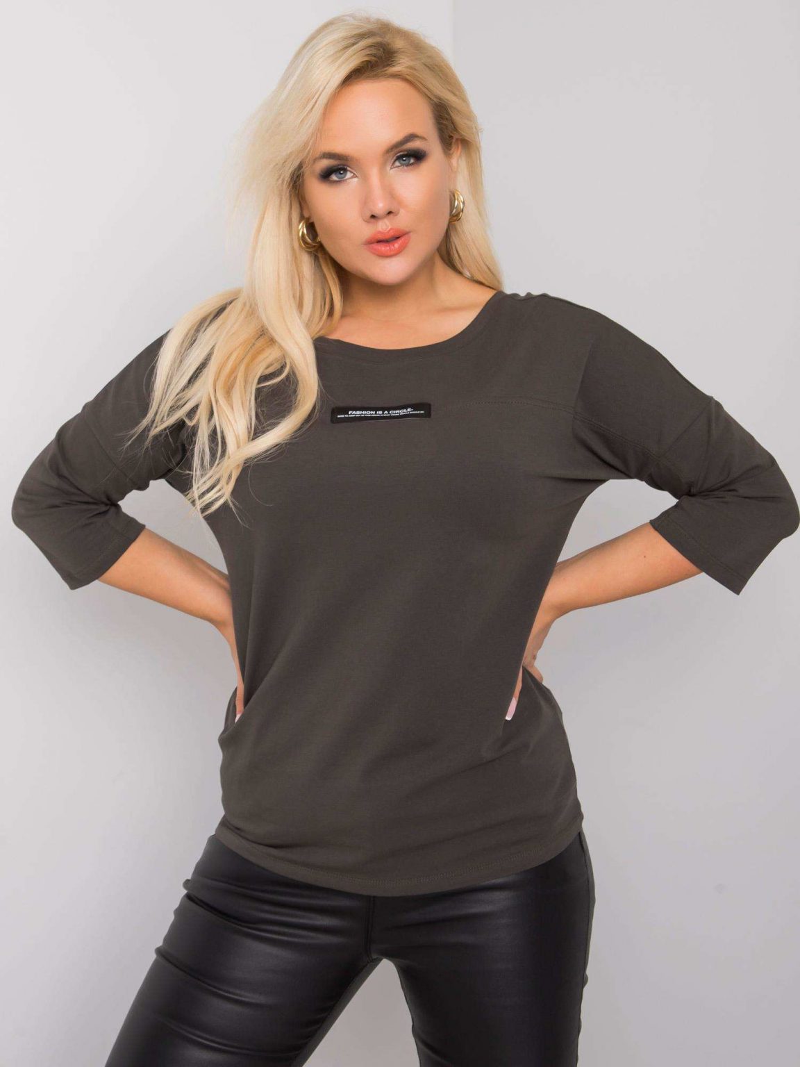Ciemna khaki bluzka plus size bawełniana Lucy