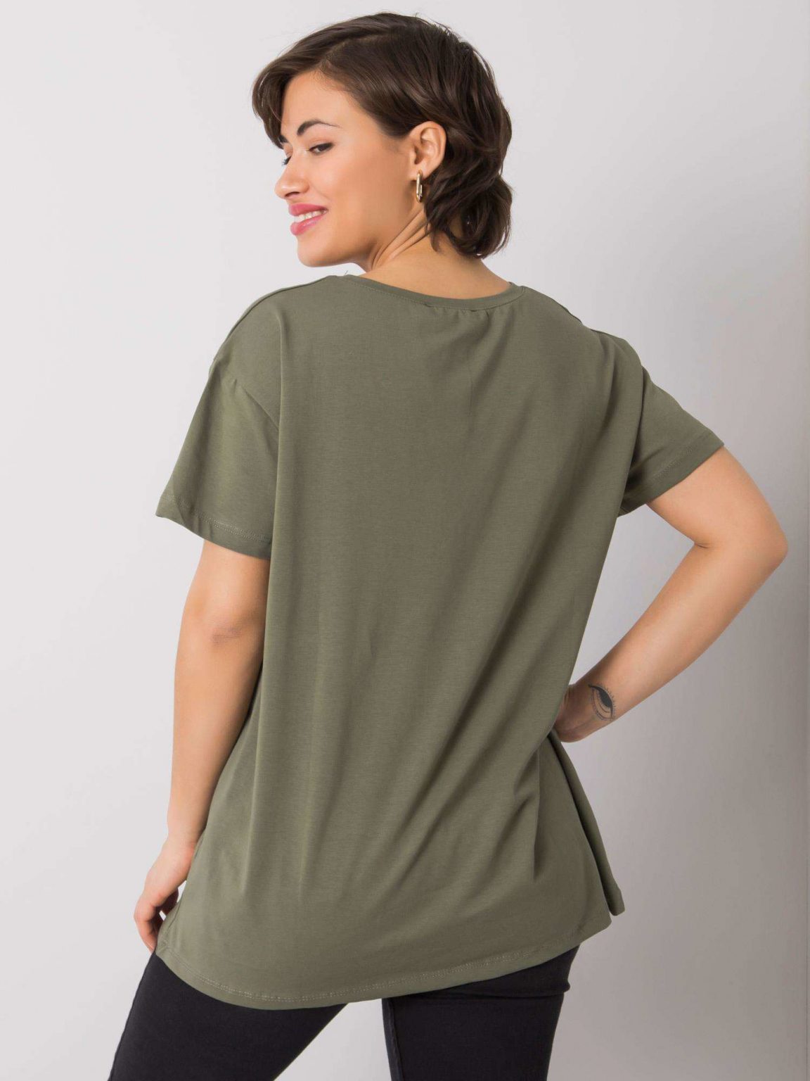 Khaki t-shirt z napisem Elani