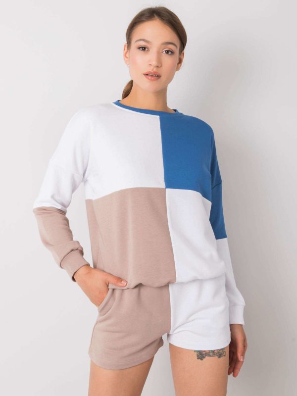 Ciemnobeżowo-biały komplet casualowy Amaris RUE PARIS