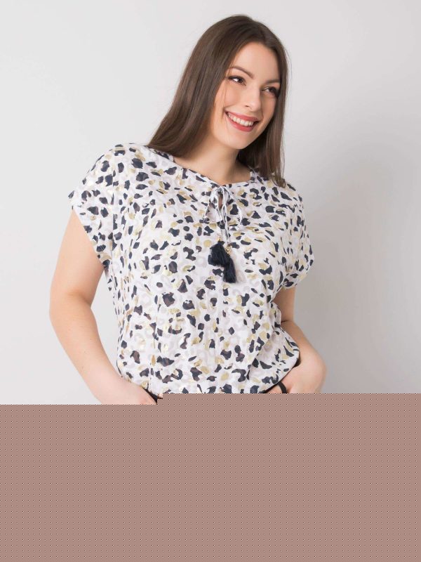 Biała bluzka plus size w cętki Blanca