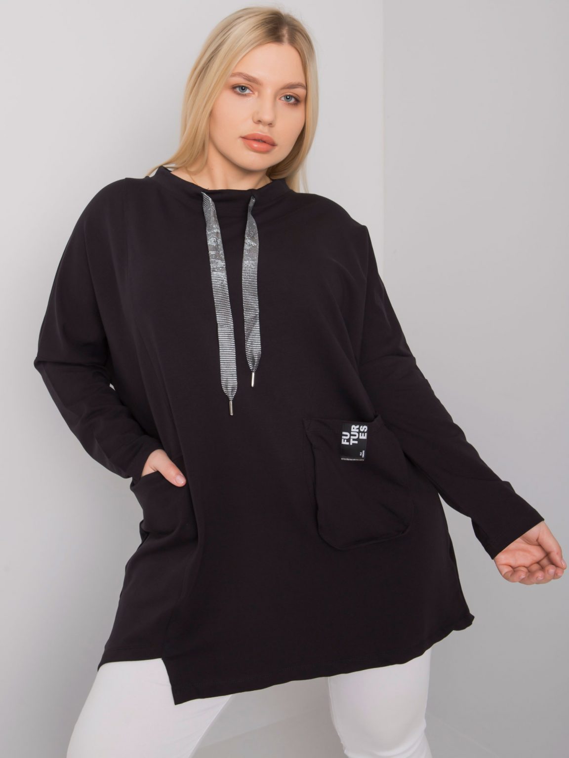 Czarna bawełniana tunika plus size Redmond