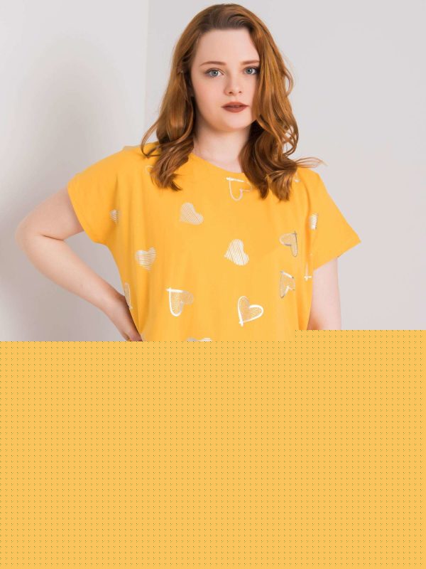 Żółta bluzka plus size z bawełny Zandra