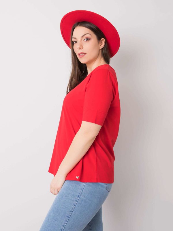 Czerwony t-shirt bawełniany plus size Missy