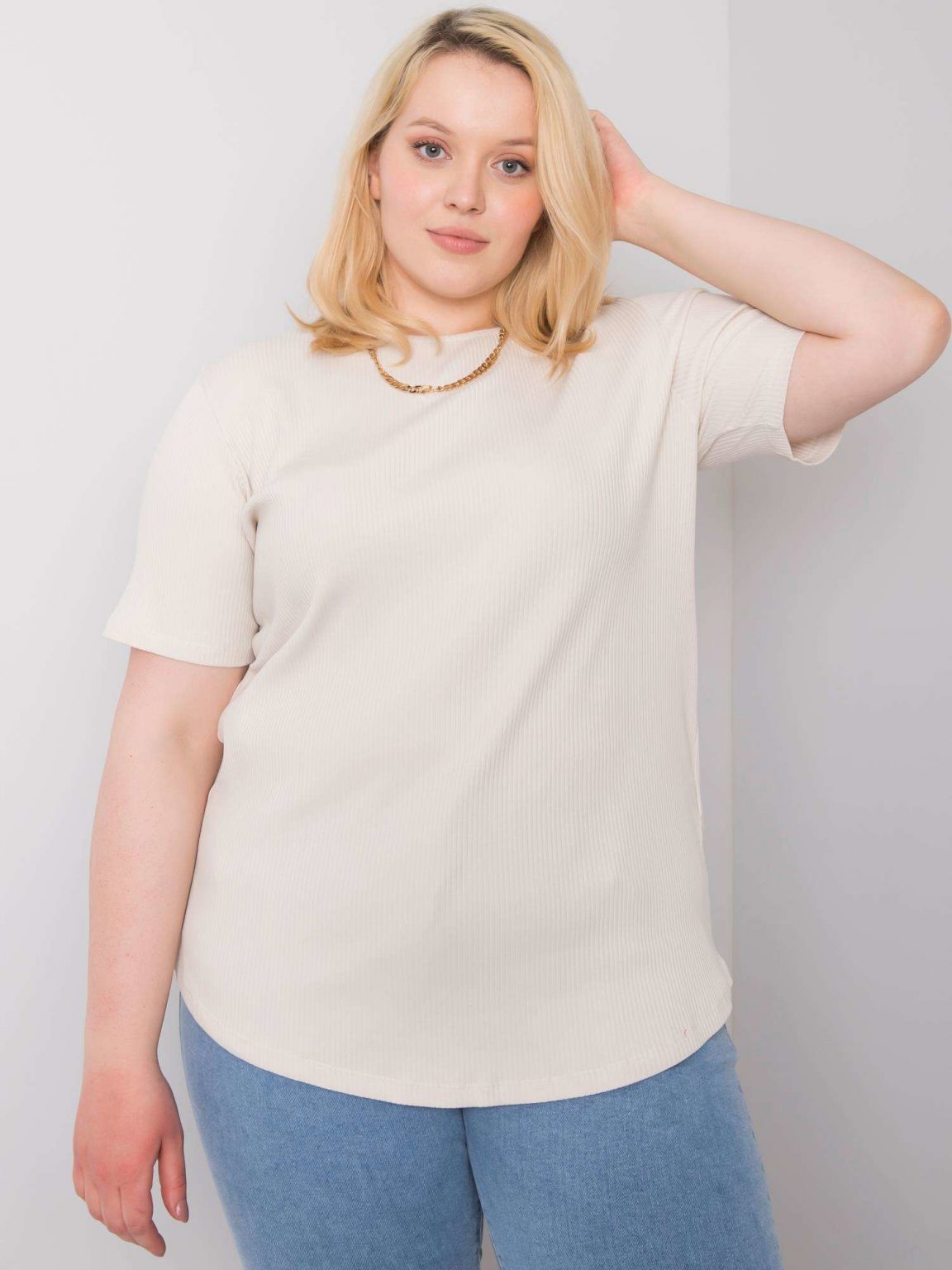Jasnobeżowa bluzka plus size Stella