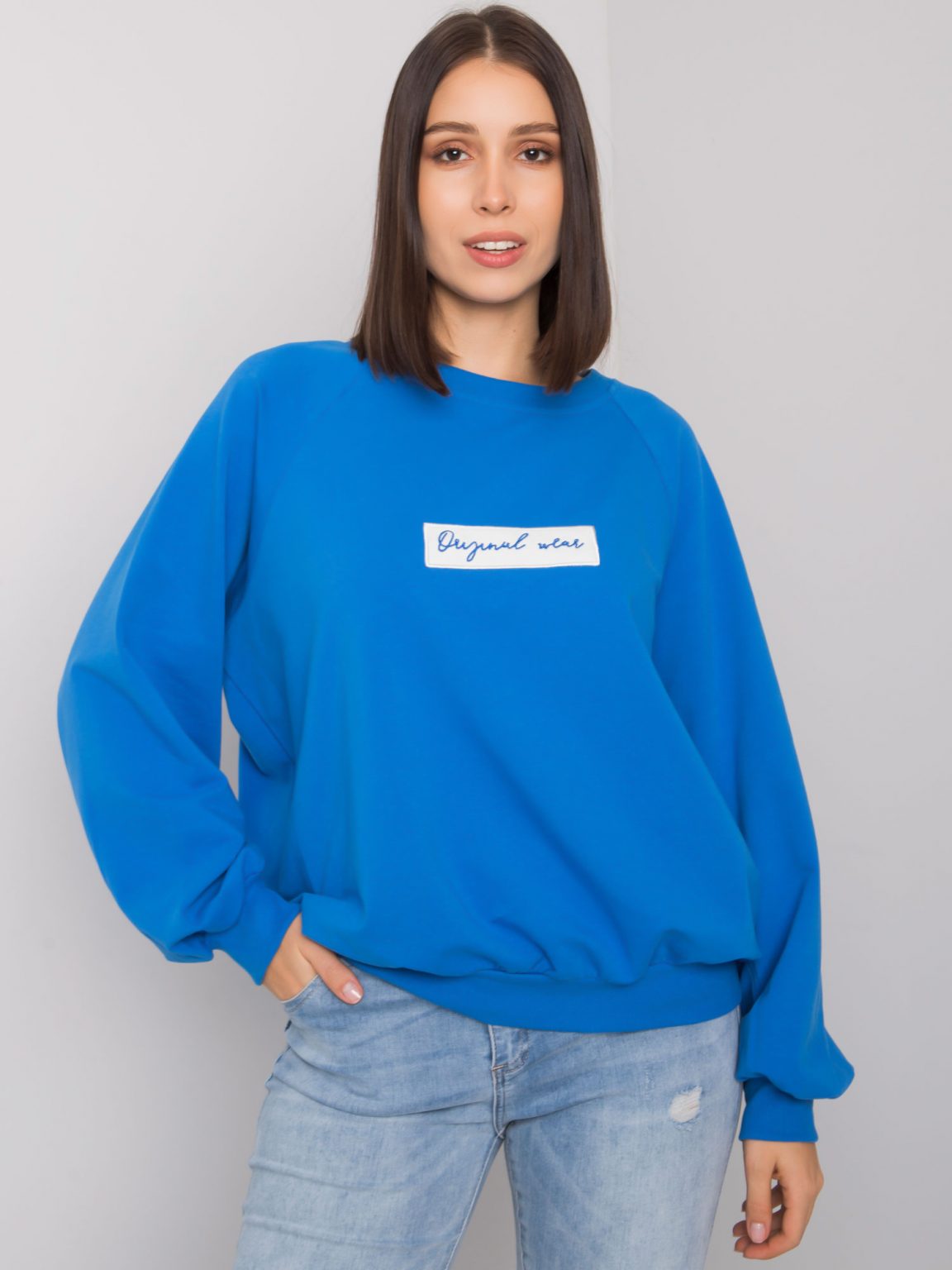 Ciemnoniebieska bluza plus size bez kaptura Hariette