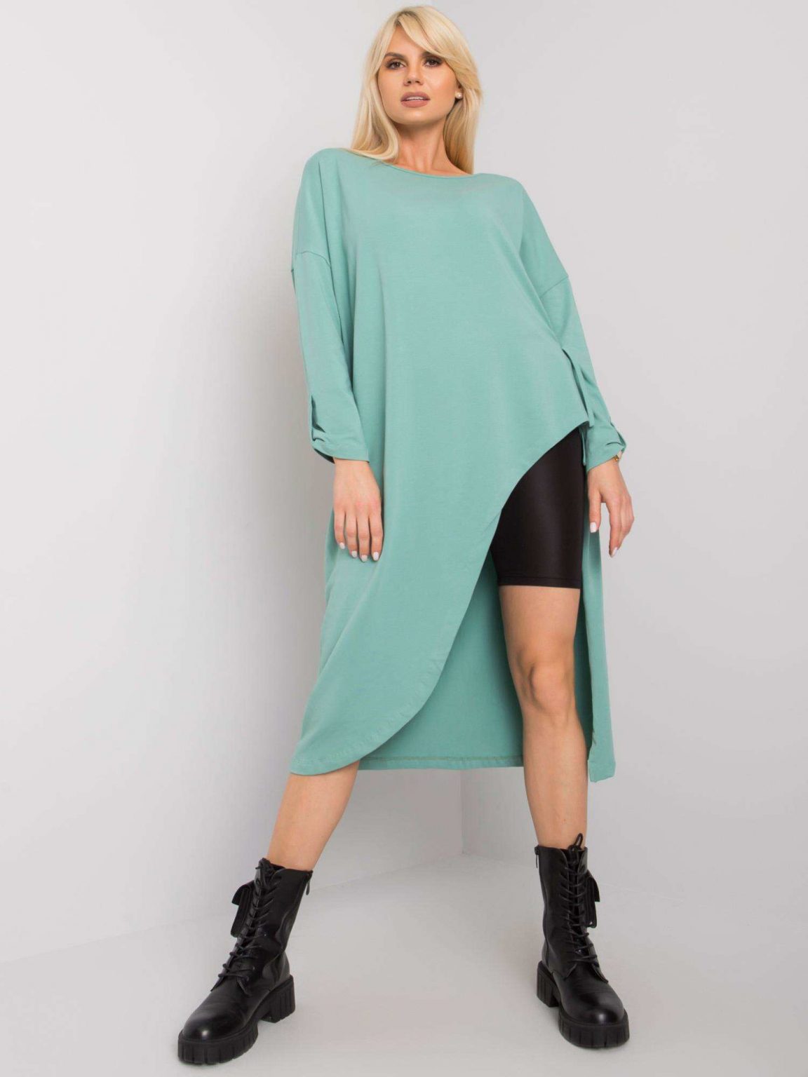 Pistacjowa bawełniana tunika oversize Brenda