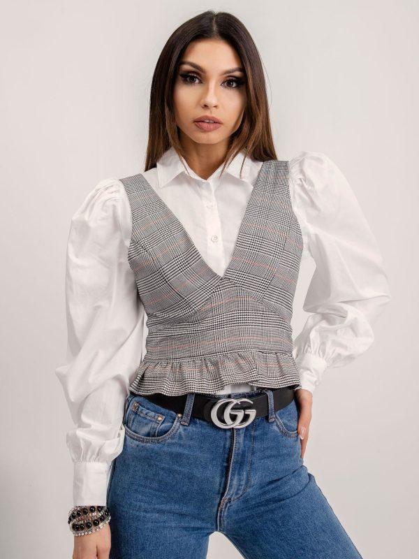 BSL Szaro-czerwony top w kratkę