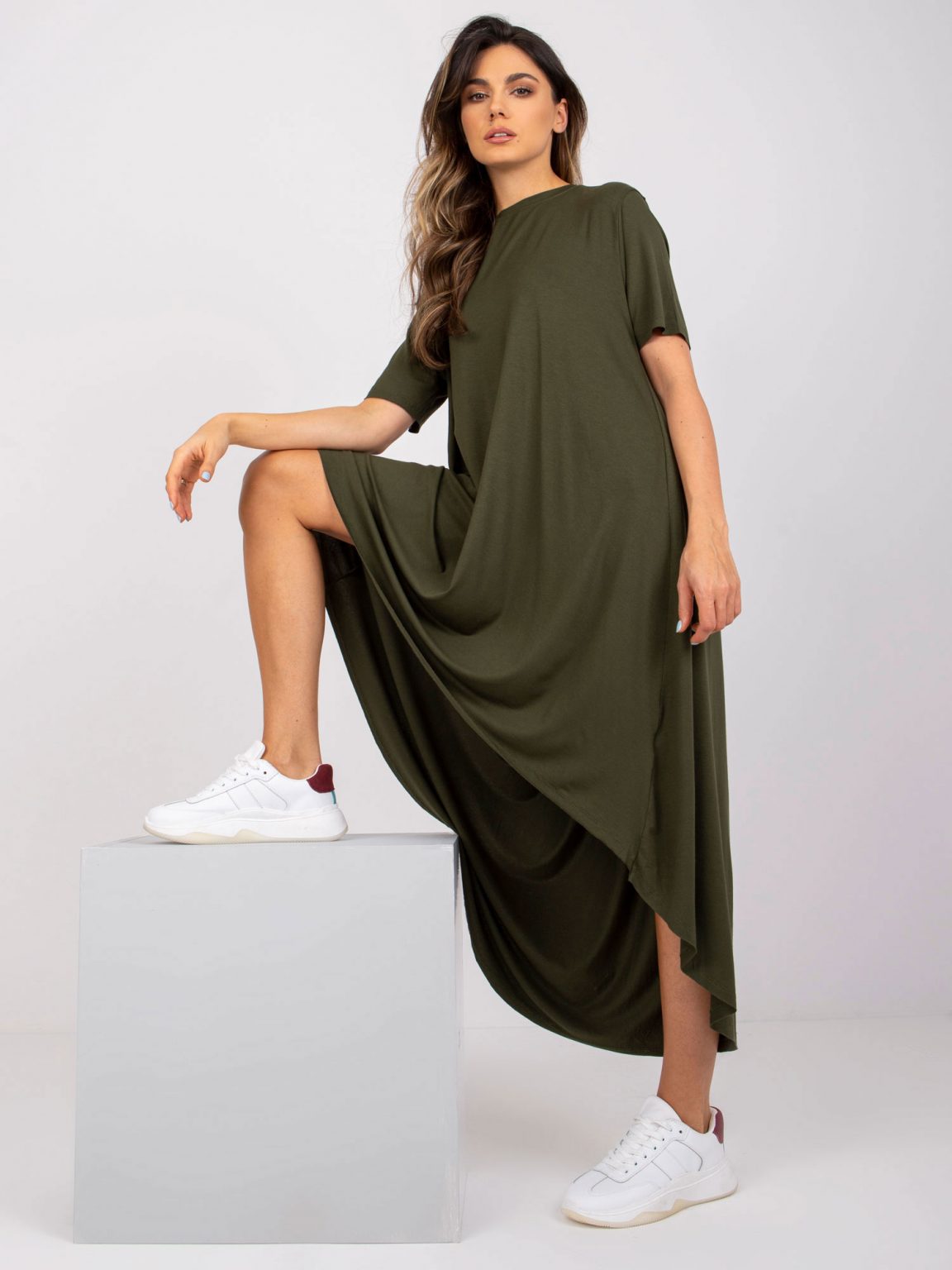 Ciemna khaki sukienka Casandra RUE PARIS