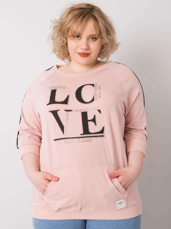 Brudnoróżowa bluzka plus size z kieszenią Meg