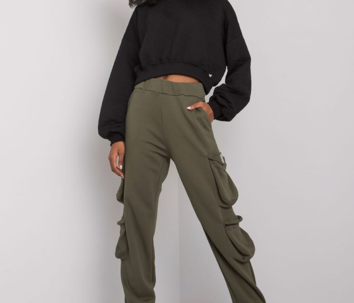 Hurtownia Khaki damskie spodnie dresowe z kieszeniami Mila RUE PARIS