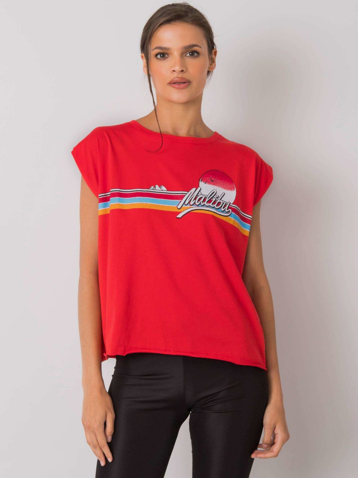 Czerwony t-shirt z nadrukiem Malibu