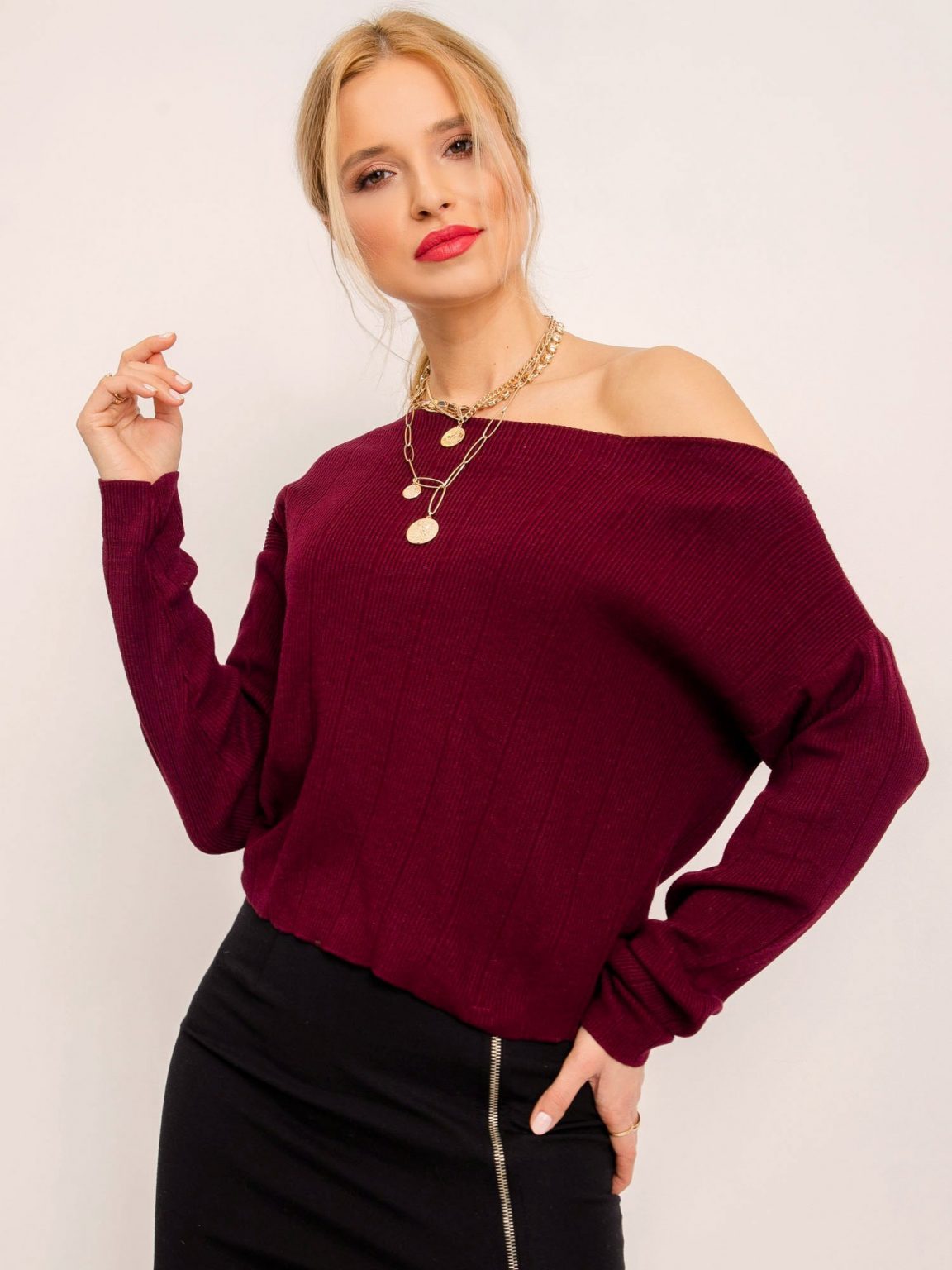 BSL Bordowy sweter damski
