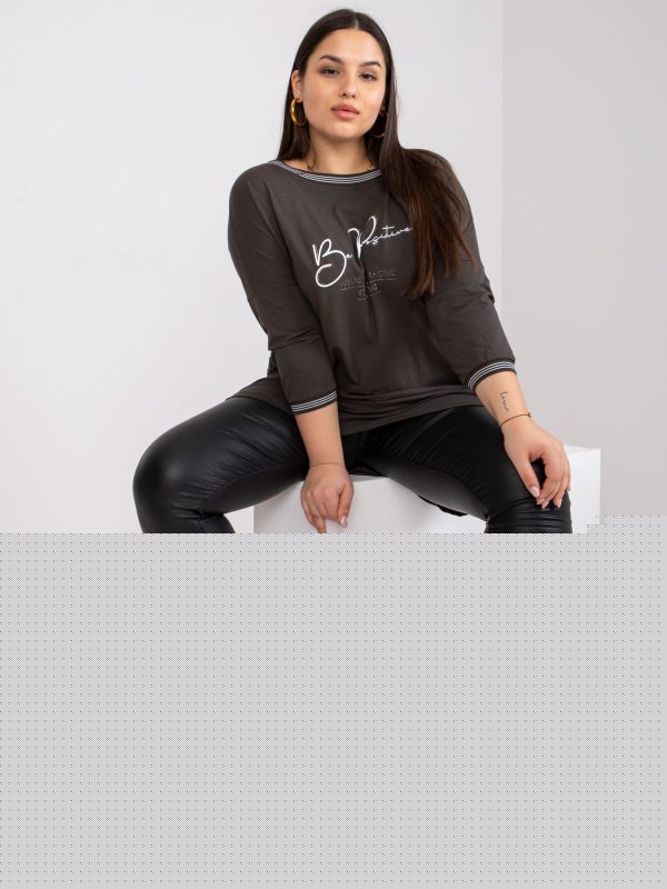 Khaki dresowa tunika plus size z bawełny Blanche