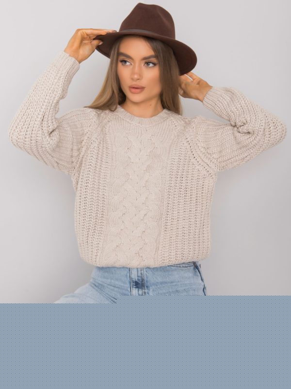 Beżowy sweter z warkoczami Jacksonville RUE PARIS