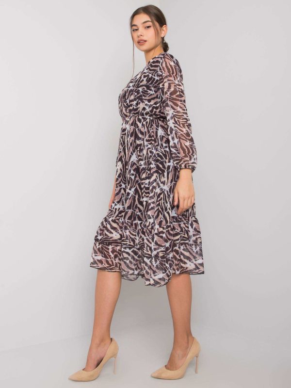 Czarno-beżowa sukienka midi Joen