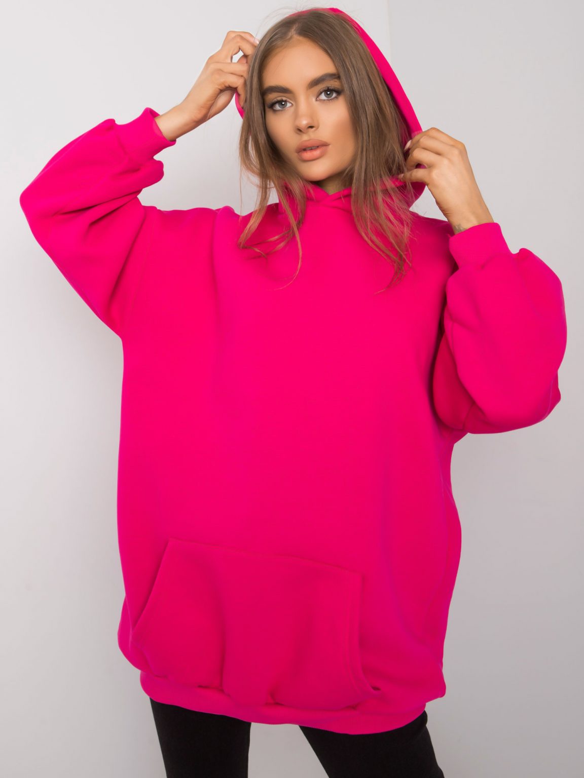 Fuksjowa długa bluza kangurka Roselle