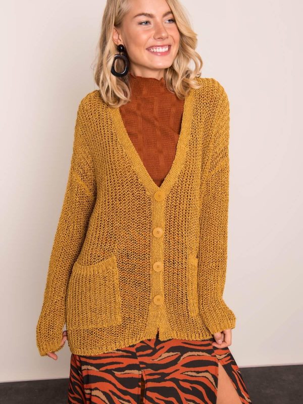 Musztardowy sweter damski BSL