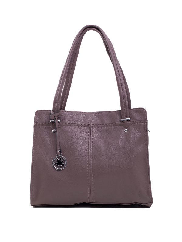 Khaki torba miejska z ekoskóry