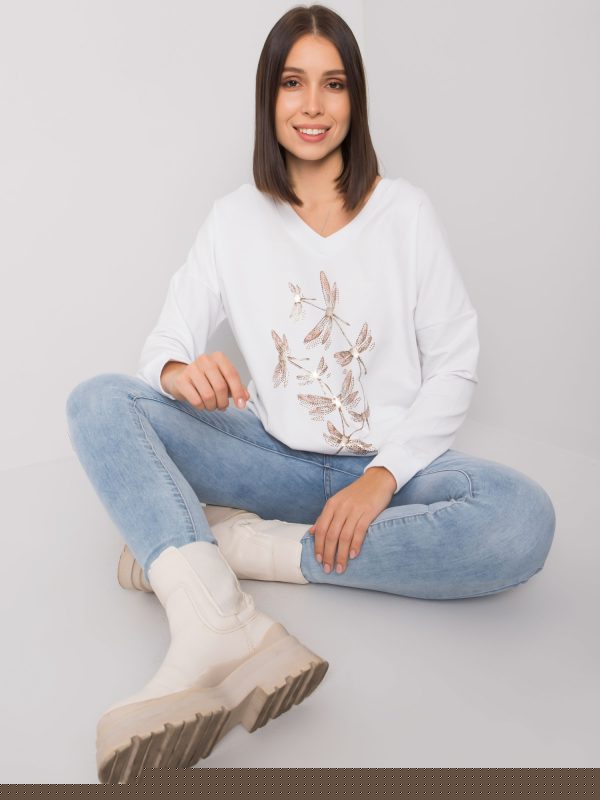 Biała bluza plus size z dżetami Michella